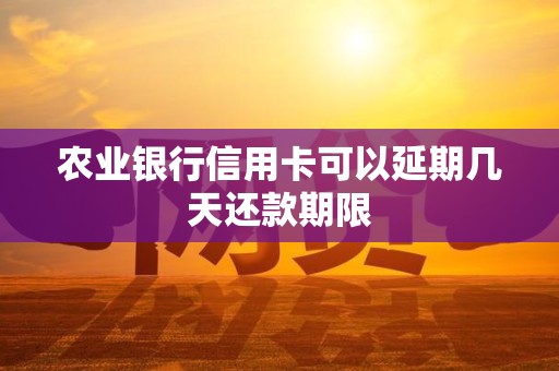 农业银行信用卡可以延期几天还款期限